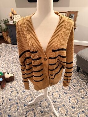 Sanctuary Mustard and Black Striped V-Neck Cardigan